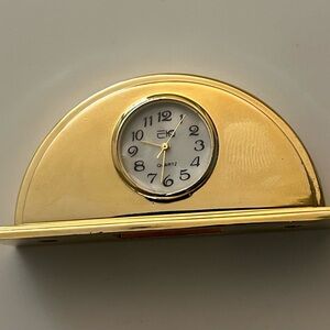 New Gold miniature Desk Clock with White Face-Japan Quartz movement